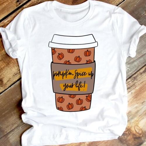 Women Autumn Pumpkin Cute 90s Fall Thanksgiving Halloween Clothing Cartoon Print Graphic T-shirt Tshirt Female Tee Top
