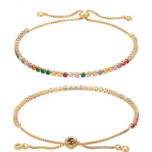 ZHUKOU 2.5x280mm High Quality Brass Cubic zirconia Crystal Women Bracelet Link Chain Bracelets & Bangles Authentic Jewelry VL25