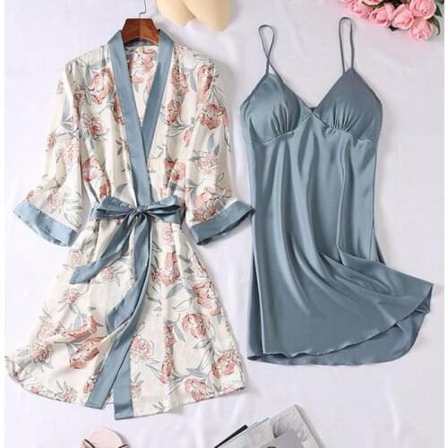 Kimono Robe Gown Sexy Nightwear Sleep Set for Female Soft Nightdress Nightwear Casual Sleepwear Intimate Lingerie