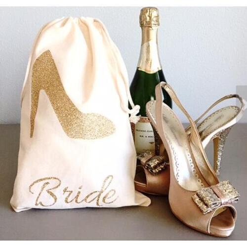 Gold high heel bridesmaid name Champagne Party wedding Hangover Kit jewelry favor gift Bags Bachelorette bridal shower favors