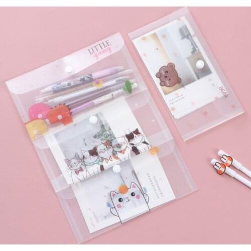 1/4pcs Cartoon Mask Storage Bags Anti Dust Holder Portable Waterproof Transparent Bag Kids Students Stationery Pens Storage NEW