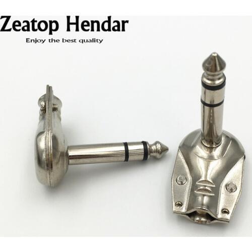 100Pcs Metal Right Angle 6.35 3 Pole Stereo Jack Plug 6.35mm Guitar Phono Pancake 1/4 Inch Connector