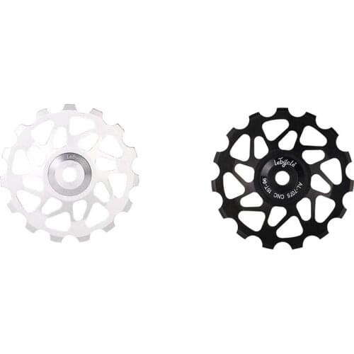 2Set Lebycle 15T 7075 MTB Bicycle Rear Derailleur Pulley Jockey Road Bike Guide Roller Tensioner Part Silver & Black
