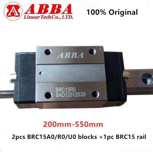2pcs Taiwan ABBA linear slider block carriage BRC15A0/R0/UO +1pc BR15 200 300 400 500 550 mm length guide rail for CNC router