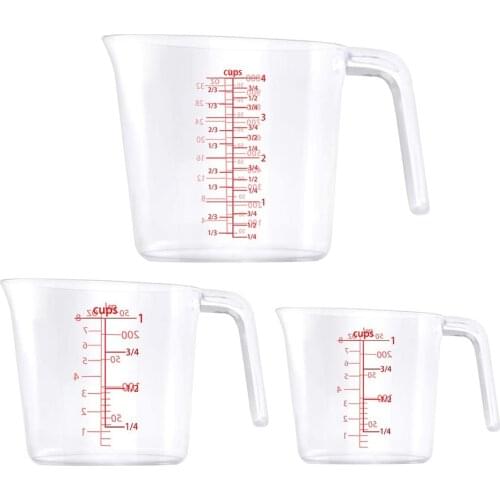 3pcs Measuring Cups Stackable Measuring Jugs Plastic Handle Kitchen Cooking Measurements Cup with graduated
