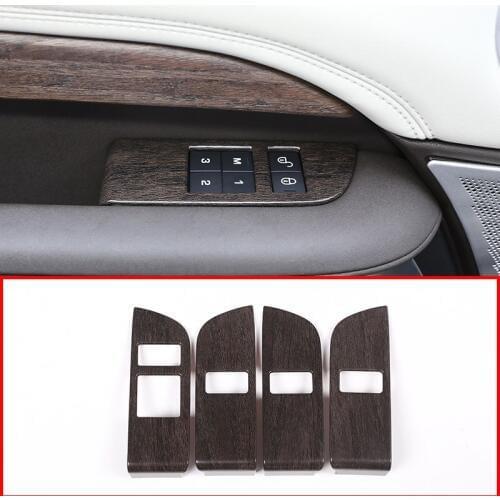 4pcs Oak Wood ABS Car Child Safety Door Lock Switch Button Cover Trim For Land Rover Discovery 5 L462 2017 2018 LR5