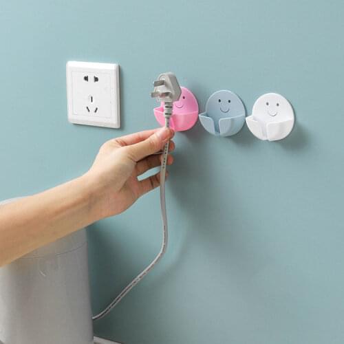 4pcs Cute Wall Storage Hook Power Plug Socket Holder Wall Strong Adhesive Hanger