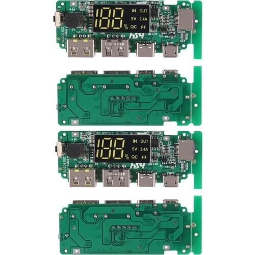 4PC 18650 DIY Dual USB Power Bank Board Charging Board 5V 2.4A Mobile Power Bank Module Lithium Battery Charger Board Protection
