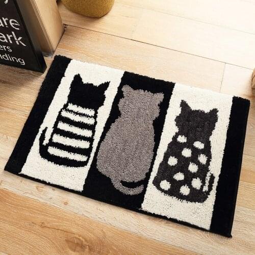 Black and white kitchen entrance floor mat small carpet bathroom door mat porch pedal mat non slip household water absorption
