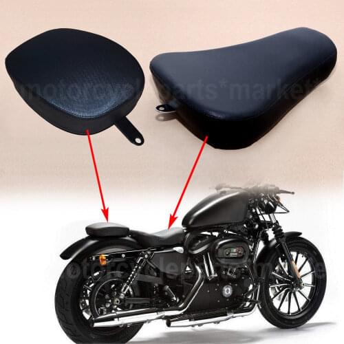 Black Motorcycle Front Driver Solo Seat+Rear Passenger Pad For Harley Sportster XL 883 1200 72 48 2010-2015 2014 2013 2012 2011