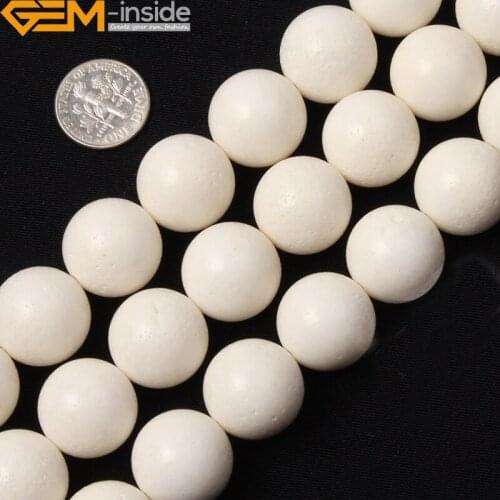 GEM-inside Natural 10/12/14/16/18/20mm White Sponge Coral Gem Stone Round Beads For Jewelry Making DIY Gifts 15"