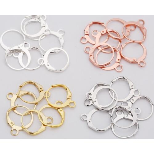 20pcs/lot 11*15mm France Earring Hooks Wire Findings With Loop Gold Silver Color Copper Ear Earring Hooks For Diy Jewelry Making