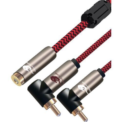 Premium Audio Cable RCA Female to Dual RCA Male for Amplifier Sub-woofer Soundbox Angled RCA Cable Shielded OFC 1M 2M 3M 5M 8M