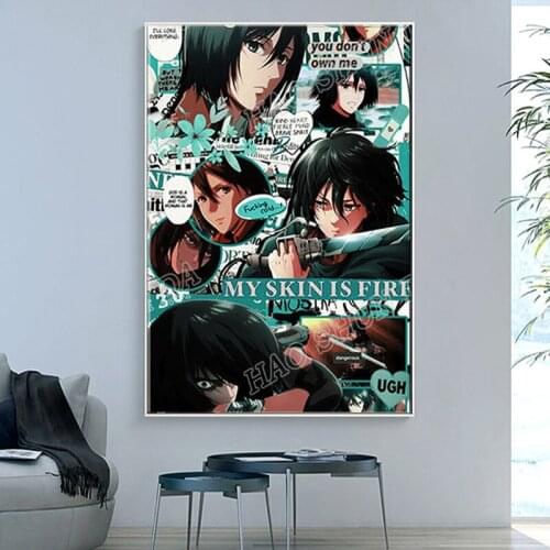 Canvas Anime Mikasa Attack on Titan Pictures Home Decoration Paintings Poster HD Prints Wall Art Modular Living Room Framed