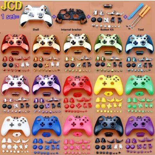 JCD Chrome Matte Handle Shell For Xbox One Replacement Full Shell Case And Buttons Mod Kit Housing Cover For Xboxone Controller