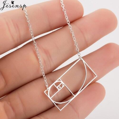 Jisensp Science Jewelry Fibonacci Necklace Long Chain Golden Ratio Necklaces for Women Men Graduation Gift moda mujer 2019