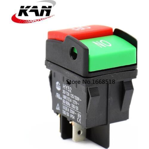 KEDU HY52 250V 12A 4Pins Electric Pushbutton Switch Waterproof Pushbutton Machine Saw Cutter Drill On Off Switches Control Box