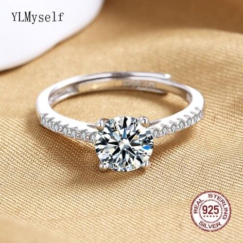 Real 1 Carat Moissanite Wedding Rings For Women Top Quality White Gold Color 100% 925 Sterling Silver Fine Jewelry