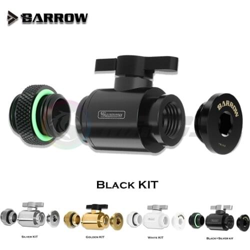 Barrow Water Colling Kit,Switch+Plug+Male to Male Fitting/Double Inner G1/4 Thread Double Female Water Cooler System