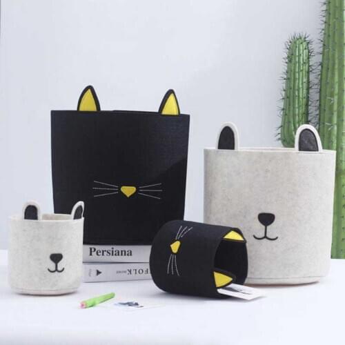 Nordic Cartoon Dog Cat Felt Storage Bin Storage Basket Childrens Toy Storage Box Laundry Basket Bucket