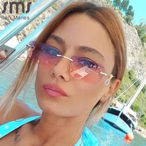 Square Rimless Sunglasses Women Rectangle Retro Sun Glasses Men Punk Eyeglasses Vintage Metal Shades Oculos Unisex Eyewear UV400