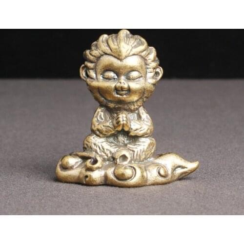 Brass Monkey King Figurines Home Decor Feng Shui Ornaments Chinese Legend Fighting Buddha Sun Wukong Desktop Incense Stick