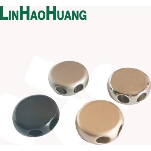 50pcs/Lot Metal Round Zinc Alloy Bell Stoppers Cord Ends Lock 2 Hole For 3-4mm Bungee Cord Silver Black Gold BELL-015 Free Ship