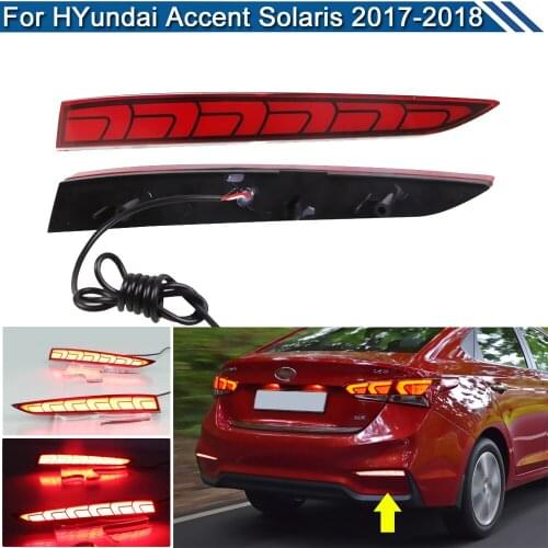 Multi Function 12V LED Rear Bumper Reflector Lamp Red Driving Light With Brake Light For Hyundai Accent Solaris 2017 2018