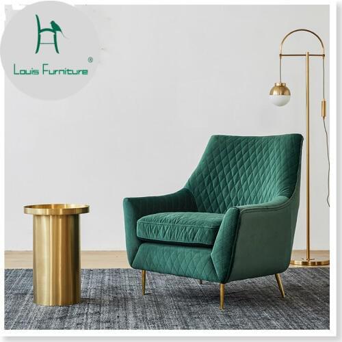 Louis Fashion American Fabric Sofa Postmodern Luxury Single Balcony Modern Minimalist Living Room Bedroom Velvet