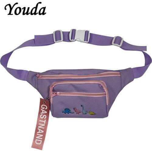 Youda Unisex Street Style Chest Bag Solid Color Cartoon Embroidery Cool Diagonal Bags Hip Hop Trend Fashion Handsome Pockets