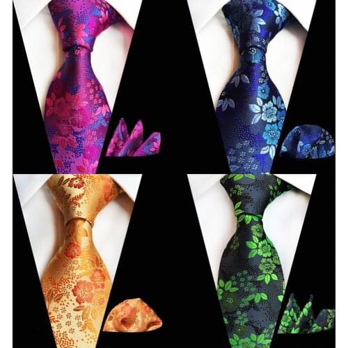 New Paisley Floral Neck Tie Sets for Mens Silk Neck Ties and Pocket Squares Sets 8CM Polka Dot Black Blue Wedding Neckties A022