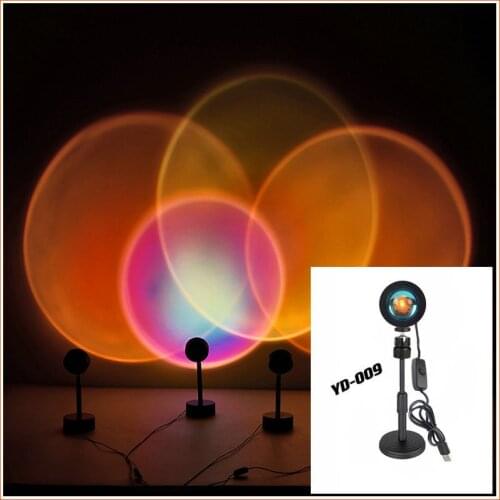 The new sun never sets sunset lamp mini projection lamp mobile phone LED glass lens beauty desktop round fill light mirror