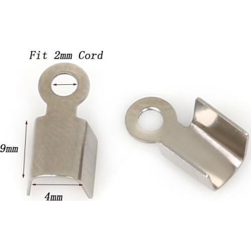 4x9mm 50pcs Stainless Steel Cords Crimp End Caps Jewelry Findings Beads For Jewelry Making Bracelets Necklace DIY