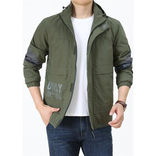 Autumn Young Men Outdoor Leisure Multi-Bag Off-Cap Jacket Quick-Dry Waterproof Large Size Loose Coat