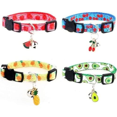 Cat Collar With Bell Adjustable Small Cat Necklace Fashion Fruit Patterns Avocado Pendant Safety Collars Pet Supplies Freeship