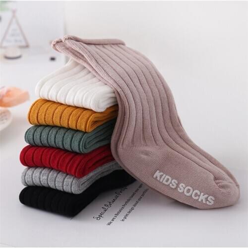 Christmas baby boys socks solid color stripe kids knee high socks cotton infant kids sports socks anti-slip floor socks for baby