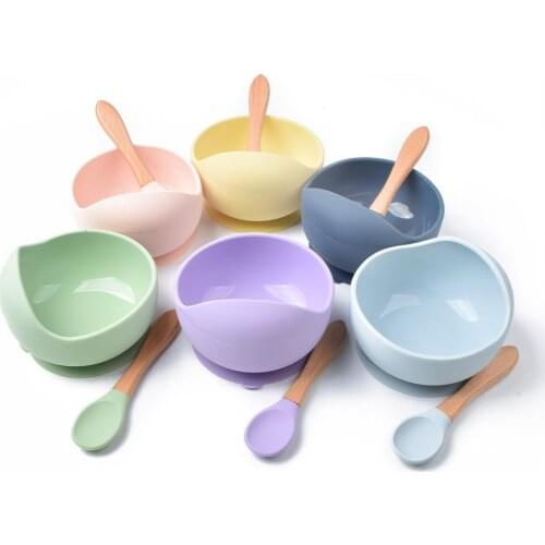 1set Silicone Baby Feeding Bowl Tableware Waterproof Spoon Non-Slip Crockery BPA Free Silicone Dishes for Baby Bowl Baby Plate