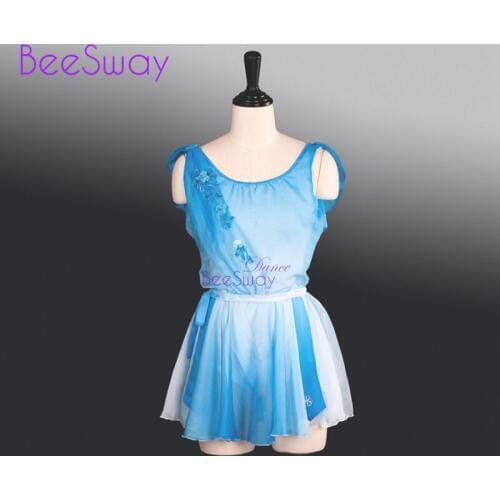 Light Blue Chiffon Ballet Stage Costume For Women Adult Blue Professional Ballet Dress Ballet Attire for girls