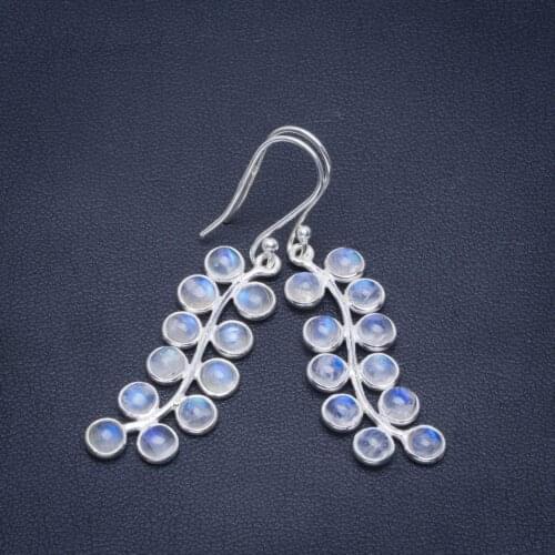 Natural Rainbow Moonstone Handmade Unique 925 Sterling Silver Earrings 2" B2874