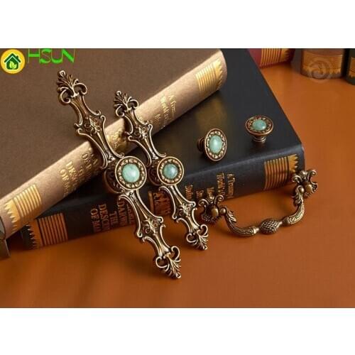 5styles Vintage Dresser Pulls Handle Green Stone Drawer Handle Door Knob Rustic Kitchen Handles Furniture Hardware