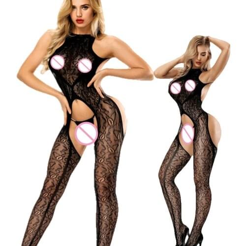 Crotchless sexy lingerie Fish Net Body Stocking Bodysuit Lingerie Nightwear bodysuit women kawaii lingerie body stocking