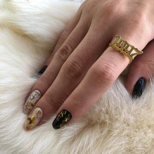 Simple Design Year Number Rings For Women Fashion Vintage Stainless Steel Birth Year Open Adjustable Ring Female Punk Jewelry