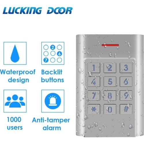 1000 user IP68 Waterproof Standalone Access Control Keypad Metal case Security Entry Door Reader electric lock opener one Relay