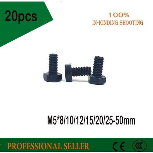 20pcs M5*8/10/12/15/20/25-50mm PA66 Black Plastic Nylon External Hex Screw Outside Hexagon Machine Screws Hex Bolts
