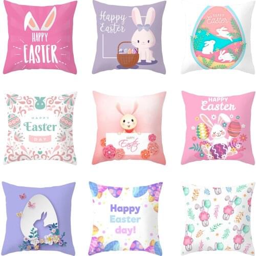 45x45cm Bunny Egg Easter Cushion Cover Pillowcase Happy Easter Decorations For Home Sofa Decor Easter Party Pillow Case Supplies
