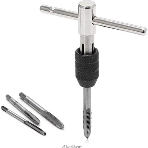 4X7B 5 Pcs T Type Hand Screw Thread Taps Drill Kit M3 M4 M5 M6 Set w/Wrench