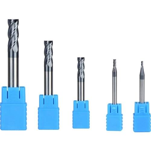 5pcs/lot Tungsten Steel End Mills 4-Flute Flattened Head Milling Cutters Carbide End mills HRC45 With Straight Shank