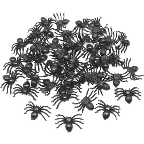 50pcs Halloween Decoration Horror Black Spider Haunted House Spider Web Bar Party Decoration Supplies Simulation Tricky Toy Kids