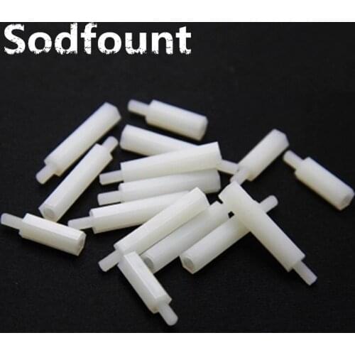 50Pcs M4*L+6mm Thread white Spacing Screw Plastic For PCB Motherboard Fixed Nylon Standoff Spacer Pillar