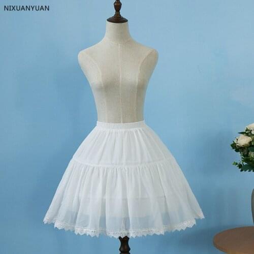 White 2 Hoops Lolita Petticoat Rockabilly Short Petticoats for Wedding Underskirt Crinoline Woman Hoop Skirt